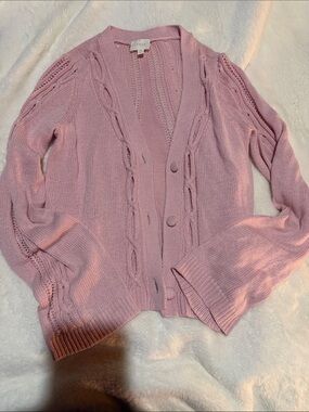 Cyrus Dusty Pink Cable-Knit Button Cardigan